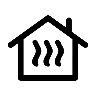 Cartoon house shown being heating